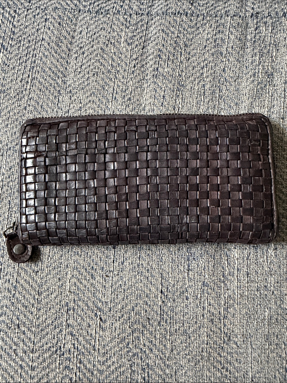 Ashwood Women’s Brown Leather Zip Around Woven Wallet. - Picture 5 of 12